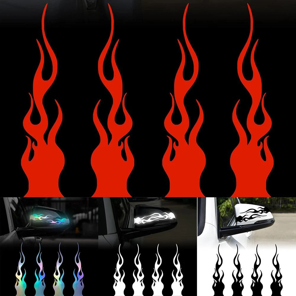 Set of 4 Flame Reflective Stickers for Car Racing (Fits )