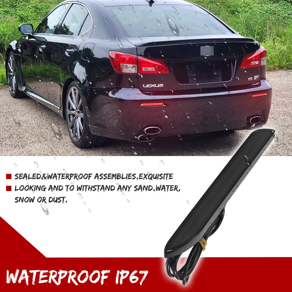 2X Smoked Lens Red LED Rear Bumper Reflector for Lexus ISF RCF (2008–2020)