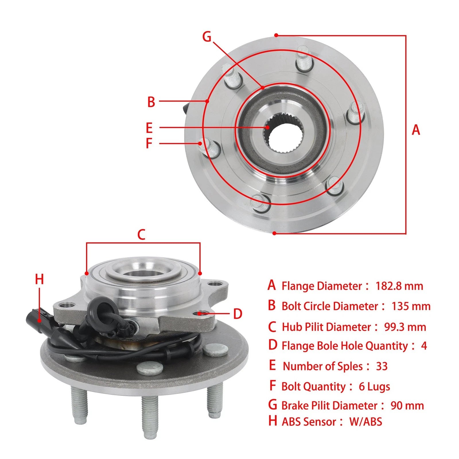 Rear Wheel Bearing Hub Assembly for Ford Expedition Lincoln Navigator (2003â2006)