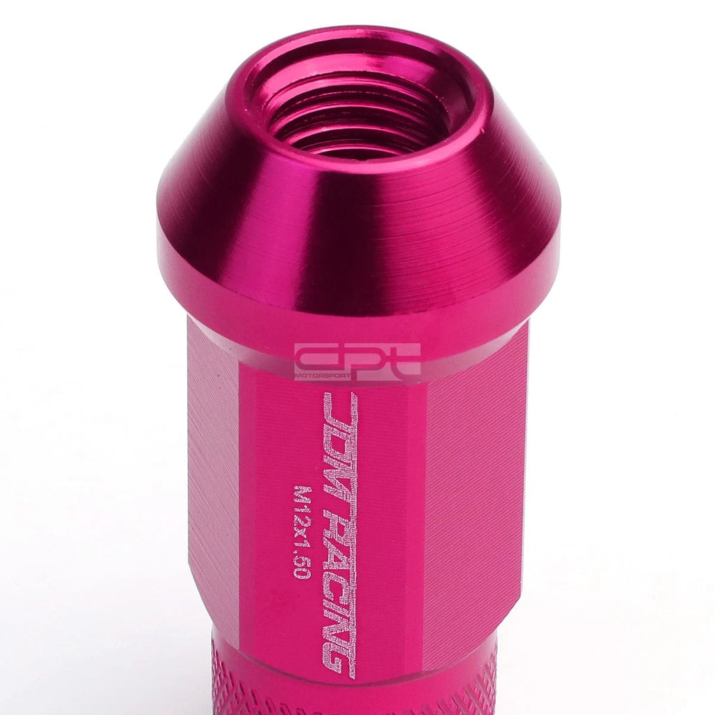 20 PCS Open End M12x1.5 50mm Tall Pink Aluminum Lug Nuts + Adapter