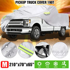 Pickup Truck Cover Waterproof Silver with Reflective Strip Universal
