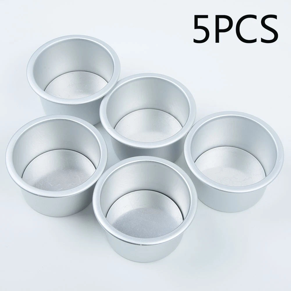 Set of 5 Mini 2.5 Inch Removable Bottom Cake Pan Moulds