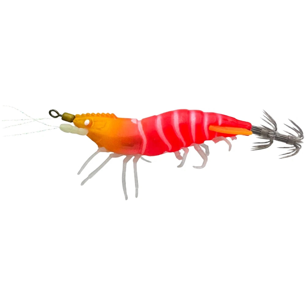 Glow in Dark Shrimp Lure for Fishing with Rattling Beads and Soft Legs