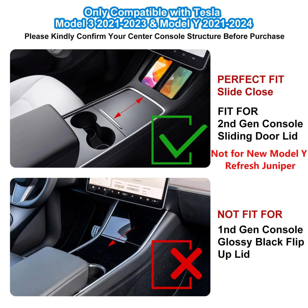 Center Console Organizer Tray Hidden Cubby for Tesla Model 3/Y (2020-2024)