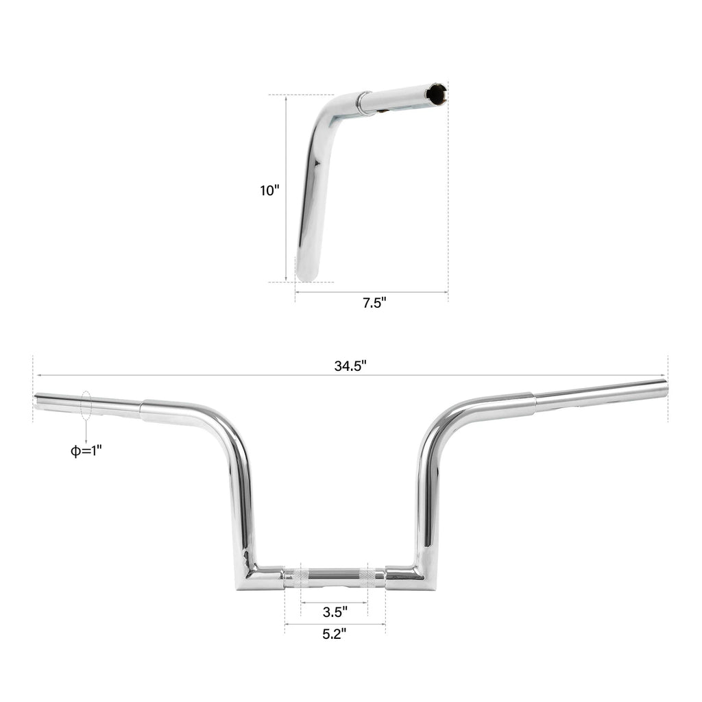 10" Rise Ape Hanger Handlebars for Harley Softail Sportster FL (1991–2023)