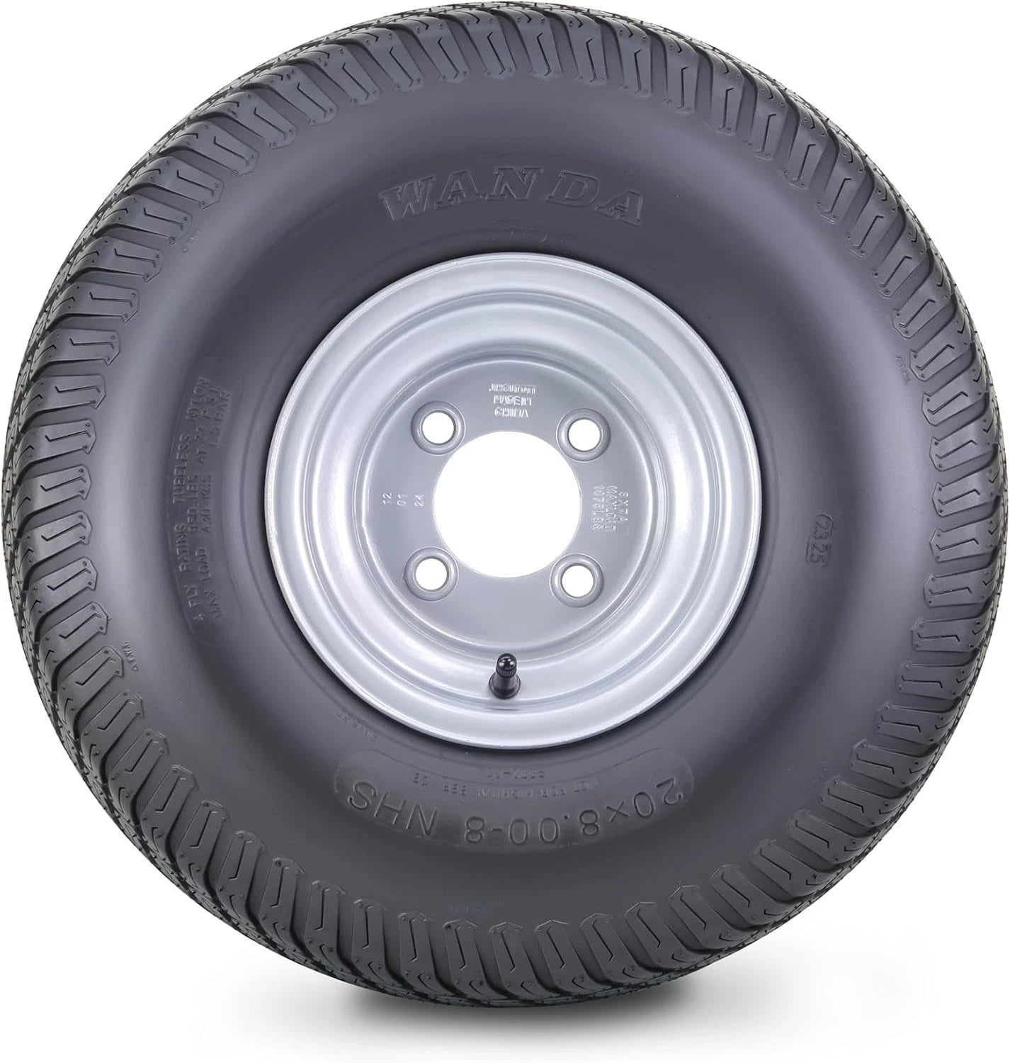 Set of 2 Lawn Mower Tires 20X8-8 4-Ply with 4x4" Silver Wheel - 13035