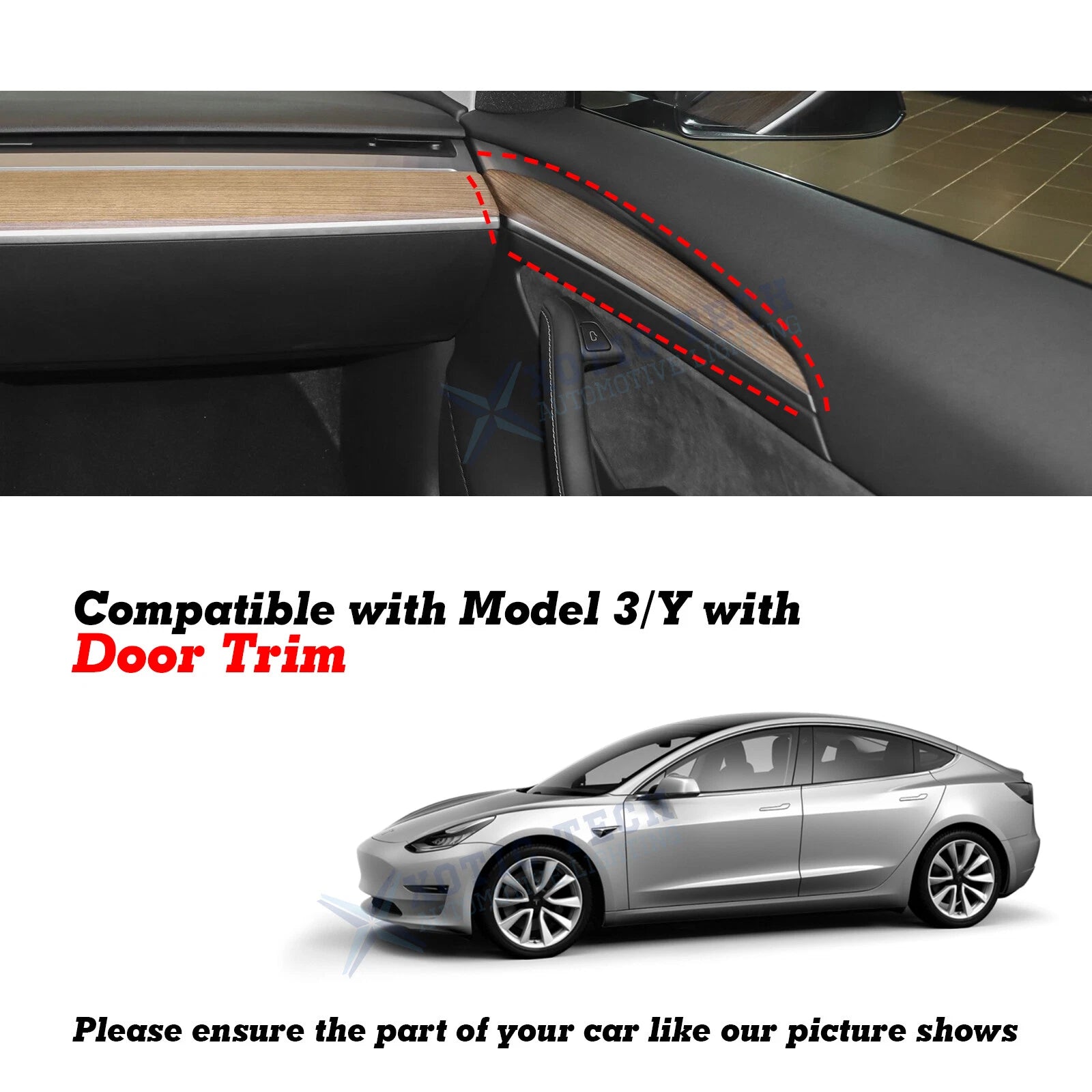 Front Door Panel Trim for Tesla Model Y (2020-2025) & Model 3 (2021-2023)