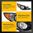 Headlight Assembly Pair for Hyundai Sonata (2011–2014) Clear Lens
