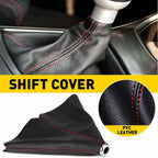 Shift Knob Shifter Boot Cover for Black Red Stitches PVC Leather
