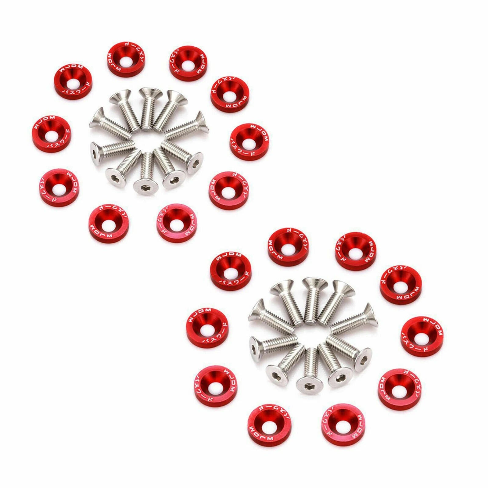 Red 20x Universal JDM Billet Washer Bolt Kit for Fender for 2020-2021