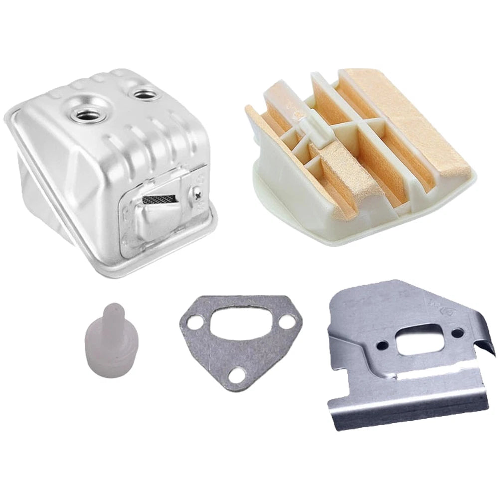 Iron Muffler Kit for HUS445 HUS450 Trimmers (Silver Finish)