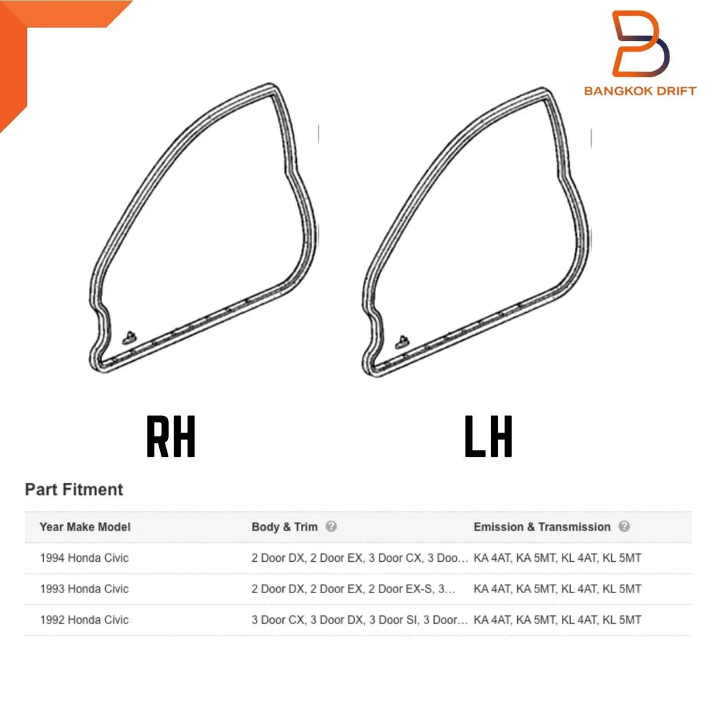 Front Door Weatherstrip Seal for Honda Civic (1991-1995)