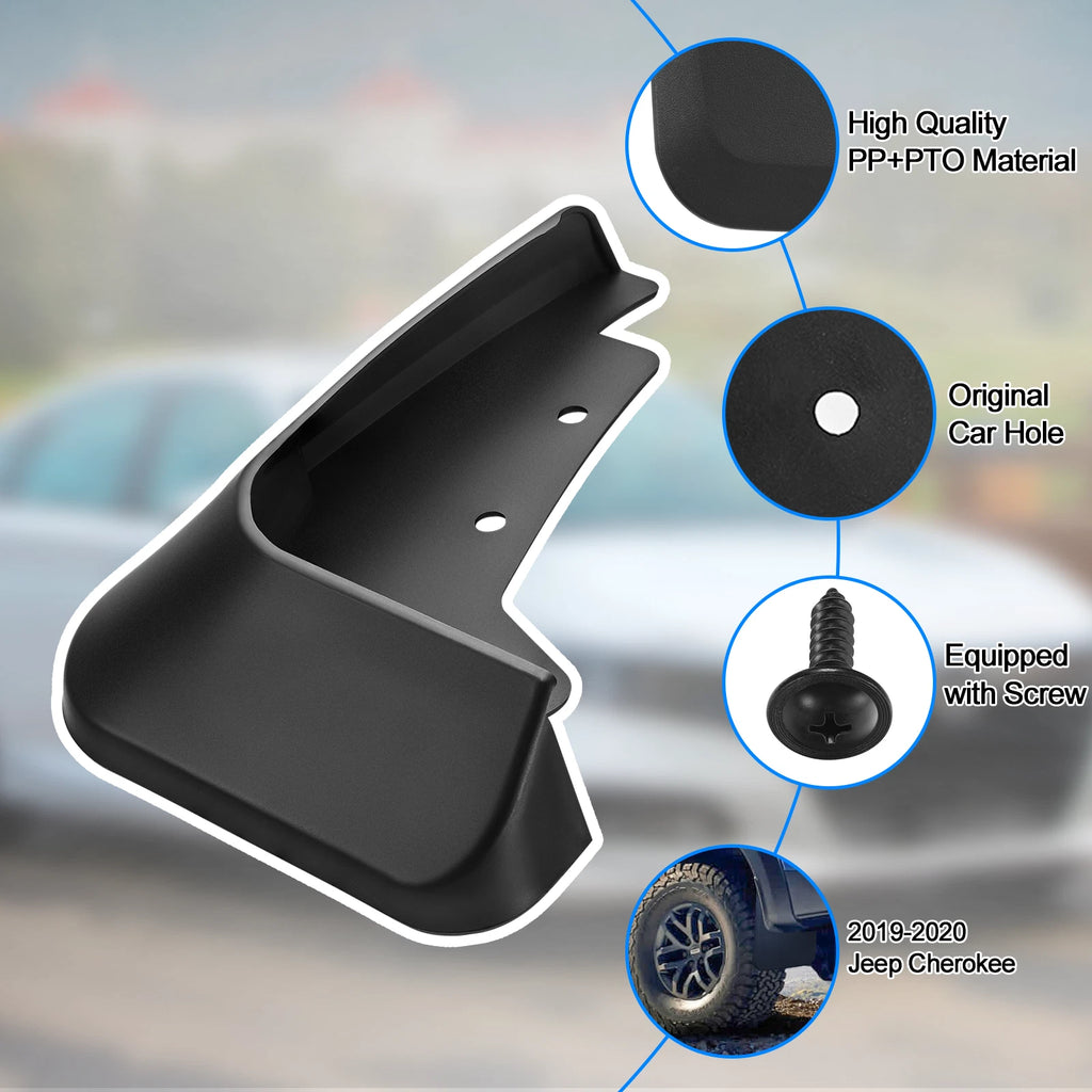 4x Full Set Mud Flaps Splash Guards for Jeep Cherokee (2019-2021)