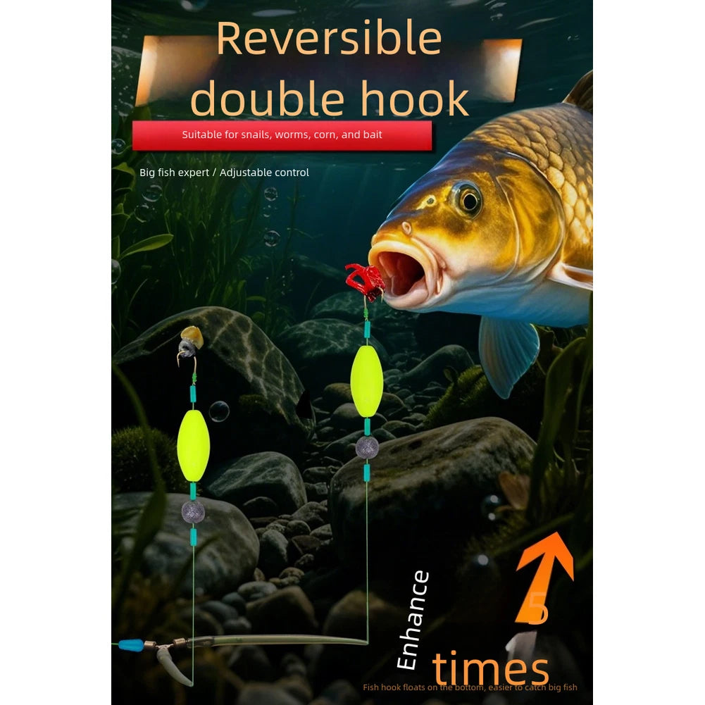 Fishing Hooks Set of 4 with Dual Hooks and 360 Degree Swivel