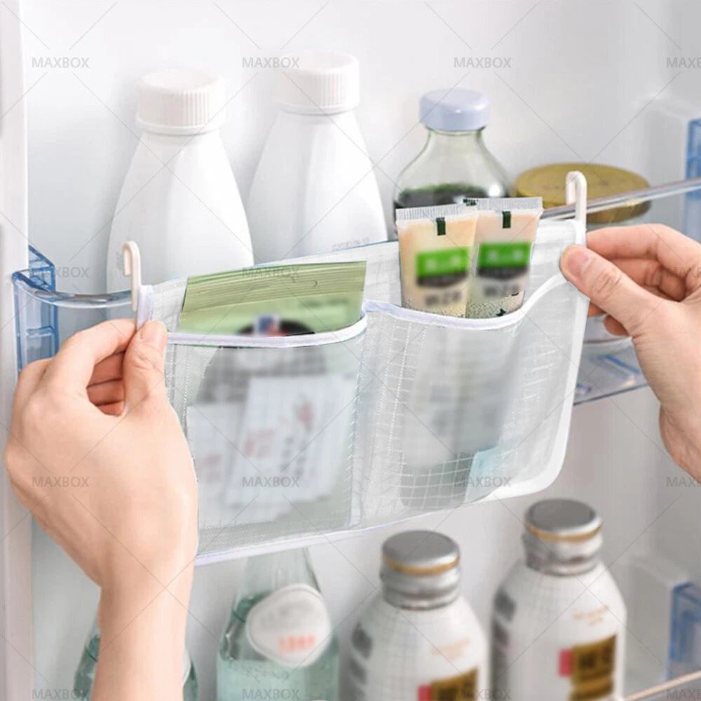 Refrigerator Storage Hanging Bag for Organizer Mesh Grid Separation
