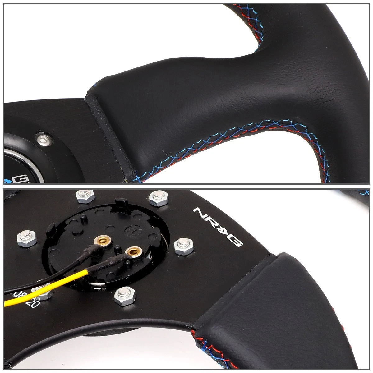 NRG 35cm 2.5" Deep Leather Steering Wheel + Horn Button for Universal Fit (2010–2023)