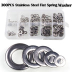 300PCS Flat & Spring Washer Assortment 304 Stainless Steel for M2 M3 M5 M6