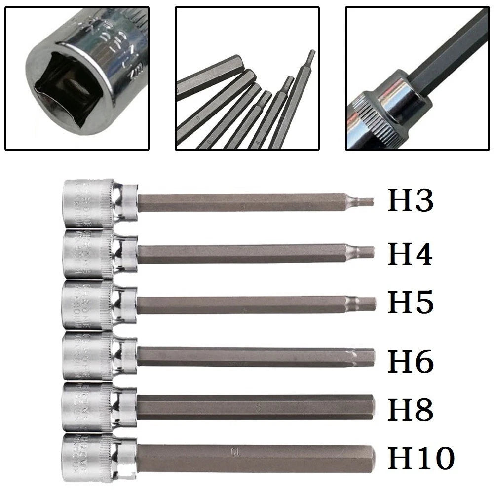 Hexagon Socket Bit Sleeve Set for Power Tools (H3 H4 H5 H6 H7 H8 H10)