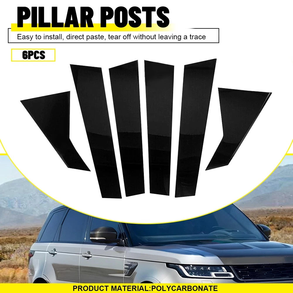 6PCS Gloss Black Pillar Posts Door Window Trim for Range Rover Sport (2014–2022)