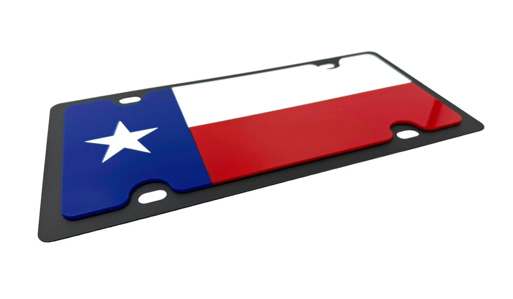 License Plate Cover Premium Black for Texas State Flag (Universal Fit)