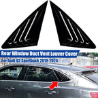 Rear Window Quarter Vent Louver Covers Gloss Black for Audi Q3 Sportback (2019–2024)