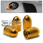 Set of 4 Aluminum Bullet Style Tire Rim Valve Stem Caps Gold for Universal