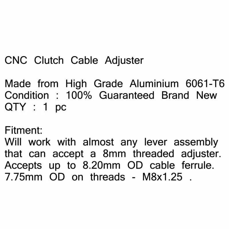Clutch Cable Adjuster Set of 2 for Universal 8mm Billet Aluminum Black T9