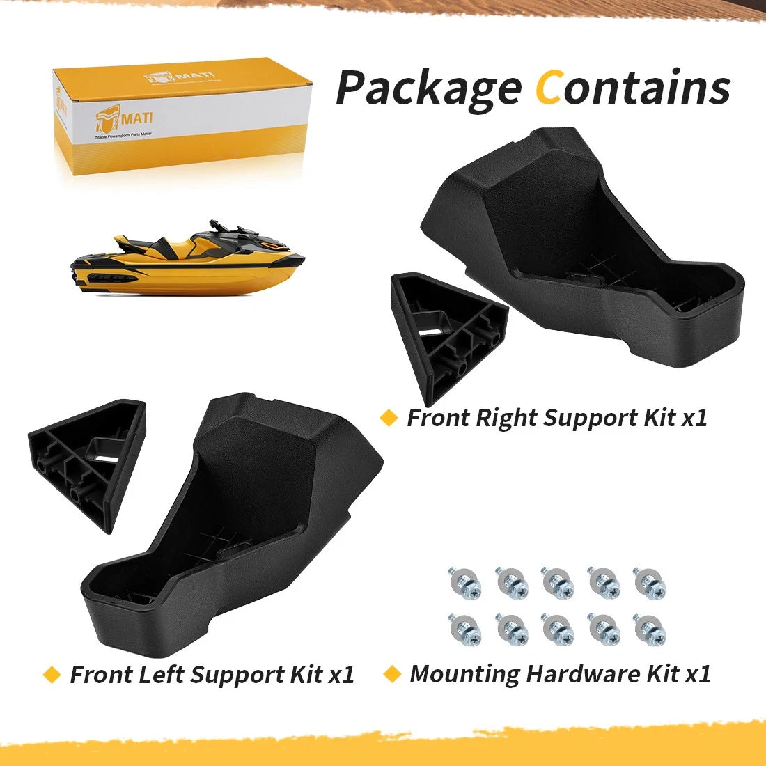 Front Left & Right Side Support Mount Kit for Sea-Doo Wake PRO FISH PRO RXT GTX (2017–2023)