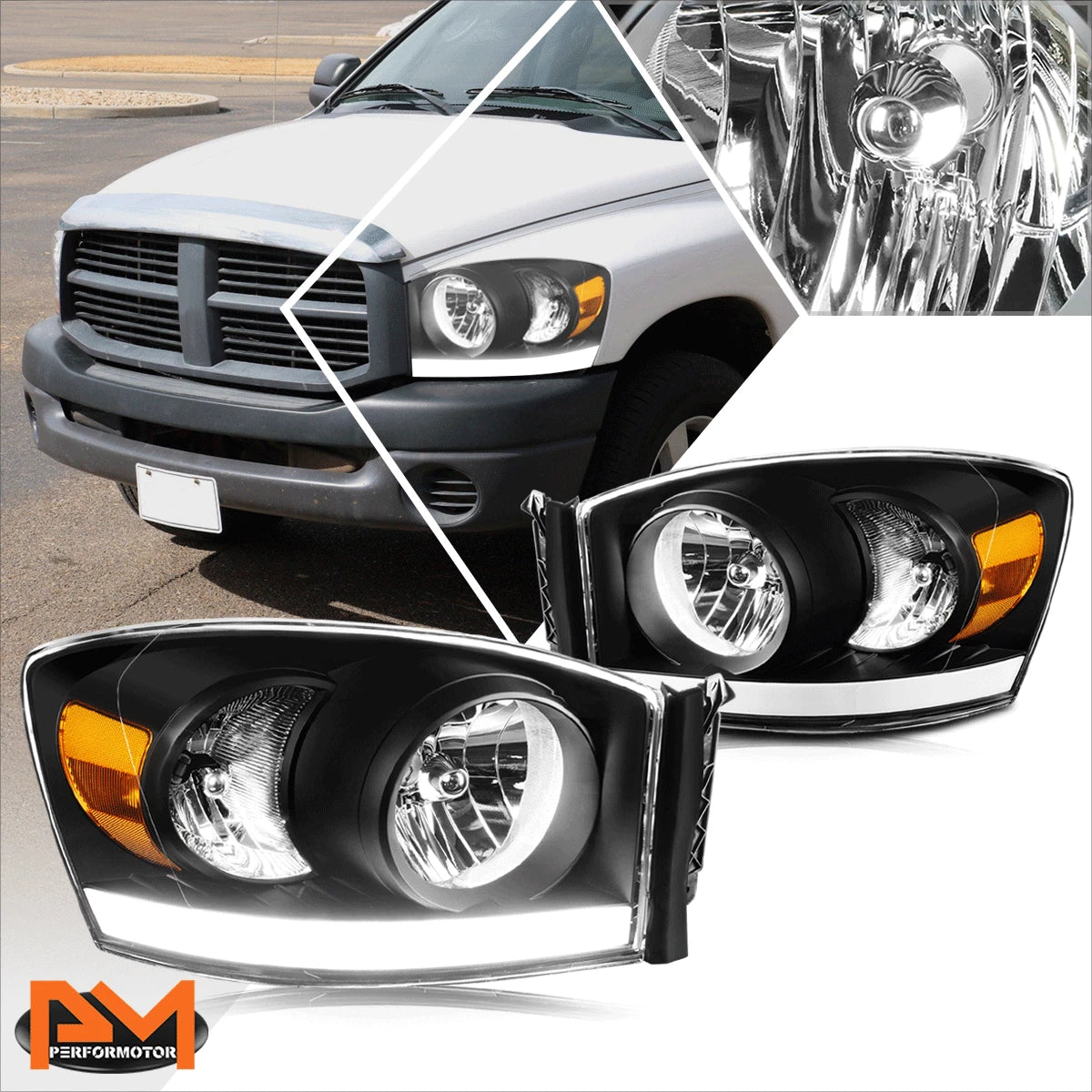 Headlight/Lamp with LED DRL for Dodge RAM Pickup (2006–2009)