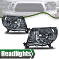 Set of 2 Smoke Lens Chrome Headlights for Toyota Tacoma (2005–2011)