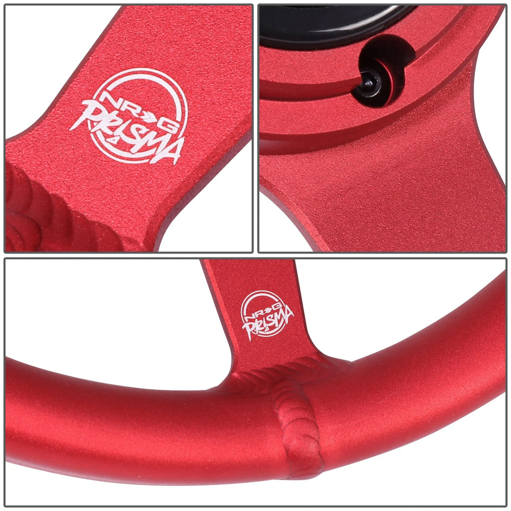 330mm 1" Dish Steering Wheel for NRG 3 Solid Spoke (All Aluminum, Red)