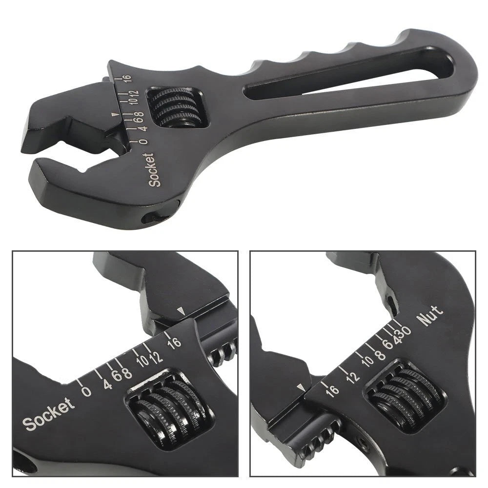 Adjustable Wrench for Hose End Fitting (Aluminum, Black)