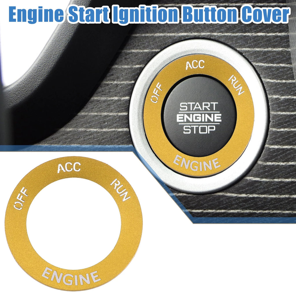 Engine Start Button Sticker for Dodge Charger Challenger (2015–2023) - Aluminum Gold Tone
