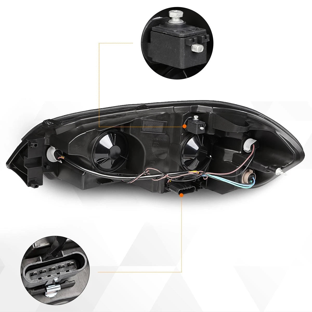 Headlight with LED DRL for Chevy Impala (2006–2016) Chrome Housing Amber Corner