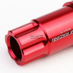 20 Pcs Open End M12x1.25 50mm Tall Red Aluminum Lug Nuts + Lock Key