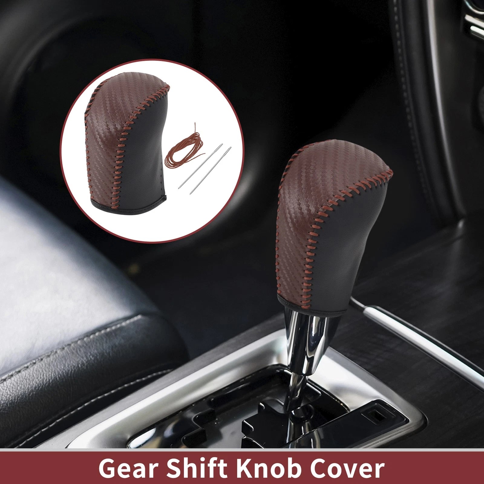 Gear Shift Knob Cover for Subaru Forester (2006–2012) Brown Faux Leather