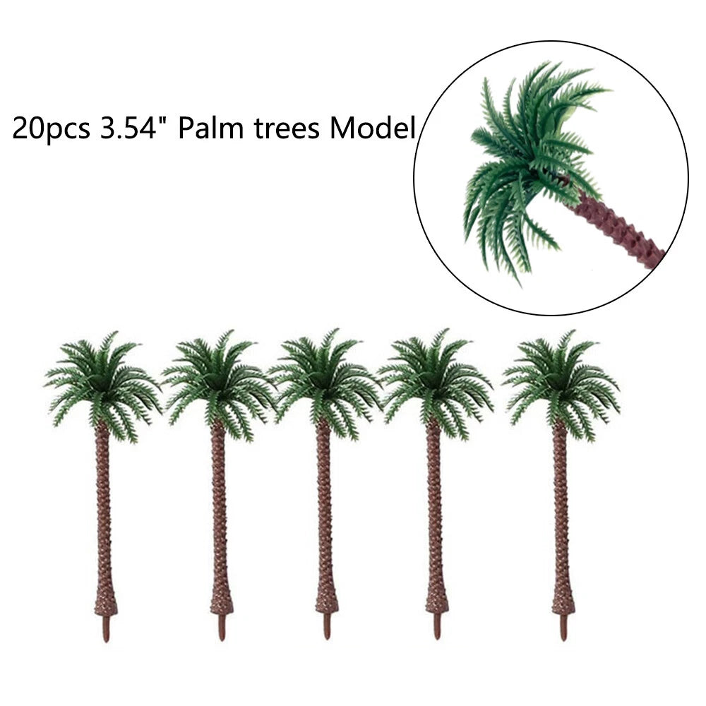 20pcs Coconut Palm Trees for Dioramas and Scenery