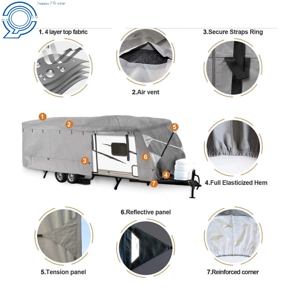 4-Ply Waterproof Travel Trailer Cover for RV 18'-20'