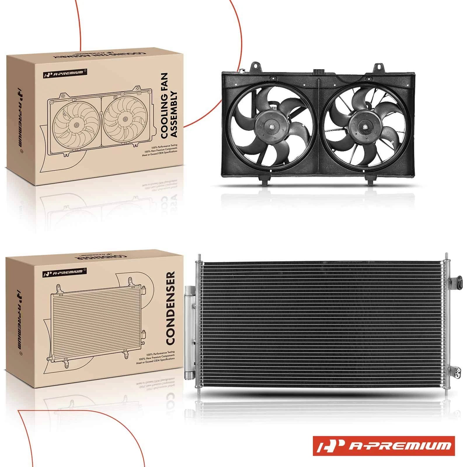 A/C Condenser & Dual Cooling Fan Kit for Nissan Sentra (2007–2012)