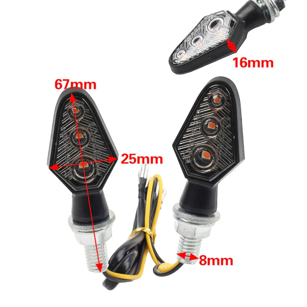 8MM Amber Motorcycle Turn Signal Light Mini Indicator for Honda, Suzuki