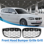 Set of 2 Front Hood Bumper Grilles for BMW 128i 135i 135is (E87) Silver Tone