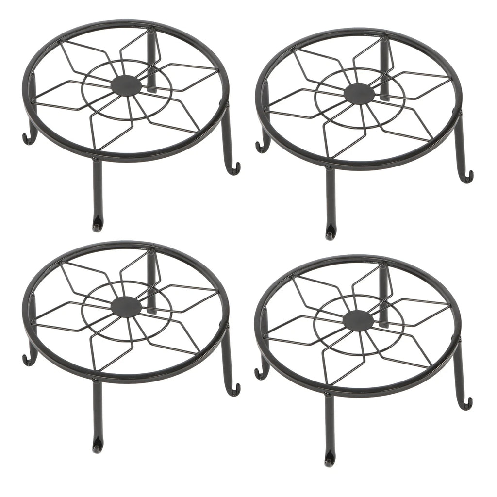Set of 4 Black Metal Plant Stands for Indoor Outdoor Use