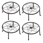 Set of 4 Black Metal Plant Stands for Indoor Outdoor Use
