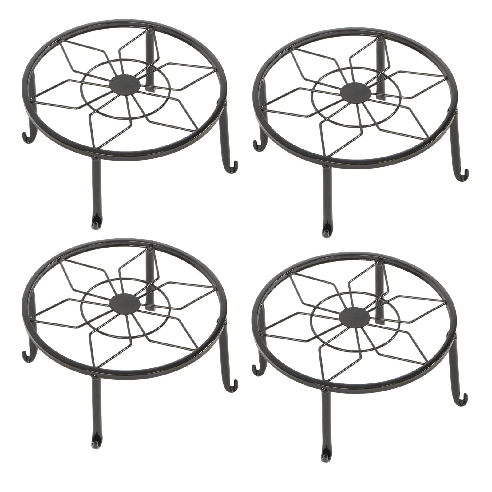 Set of 4 Black Metal Plant Stands for Indoor Outdoor Use