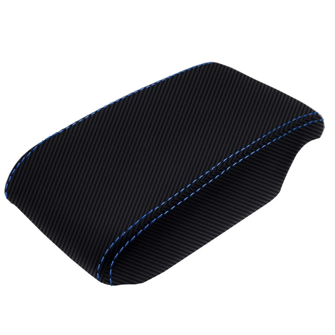 Console Armrest Cover for Lexus IS300 (2001–2005) Carbon Fiber Blue Stitch