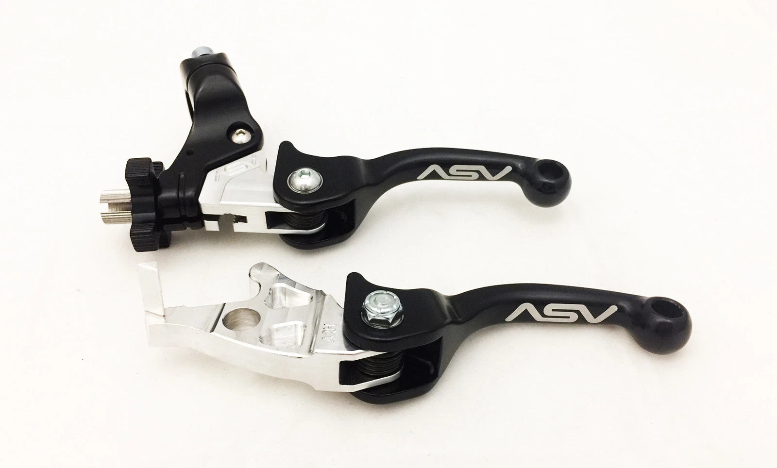 Pair of ASV F3 Shorty Black Front Brake Clutch Perch Levers for Suzuki LT-R450 (2006–2008)