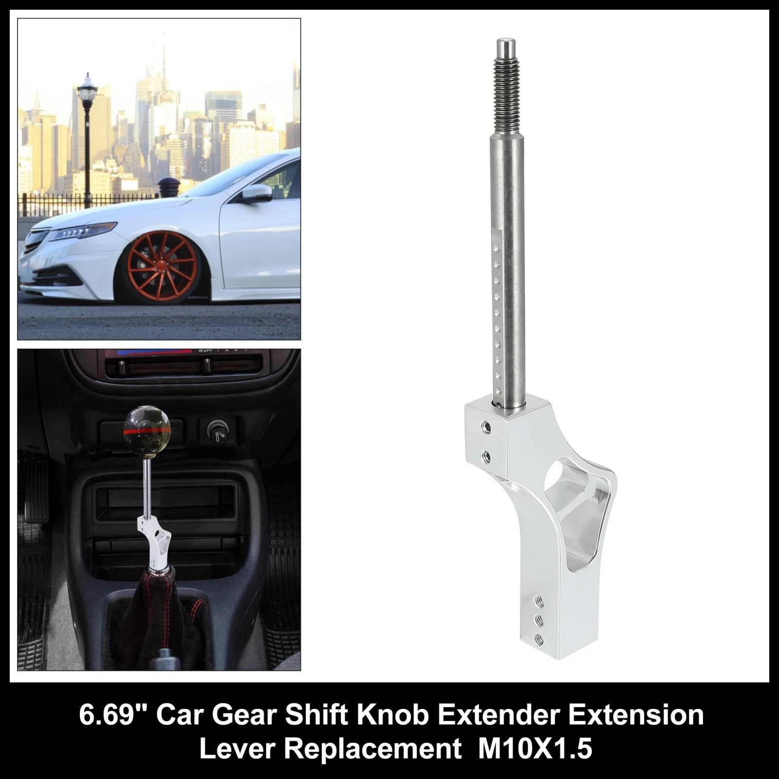 Gear Shift Knob Extender for Honda EG EK (1992–2000) M10X1.5 Silver Tone