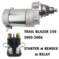 Starter Motor for Polaris Trail Blazer 250 (2005–2006) with Bendix & Relay