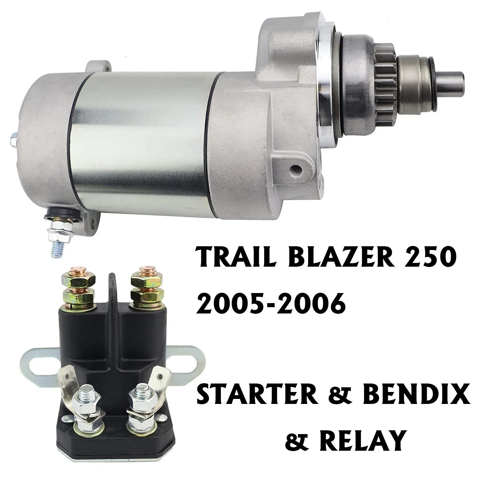 Starter Motor for Polaris Trail Blazer 250 (2005–2006) with Bendix & Relay