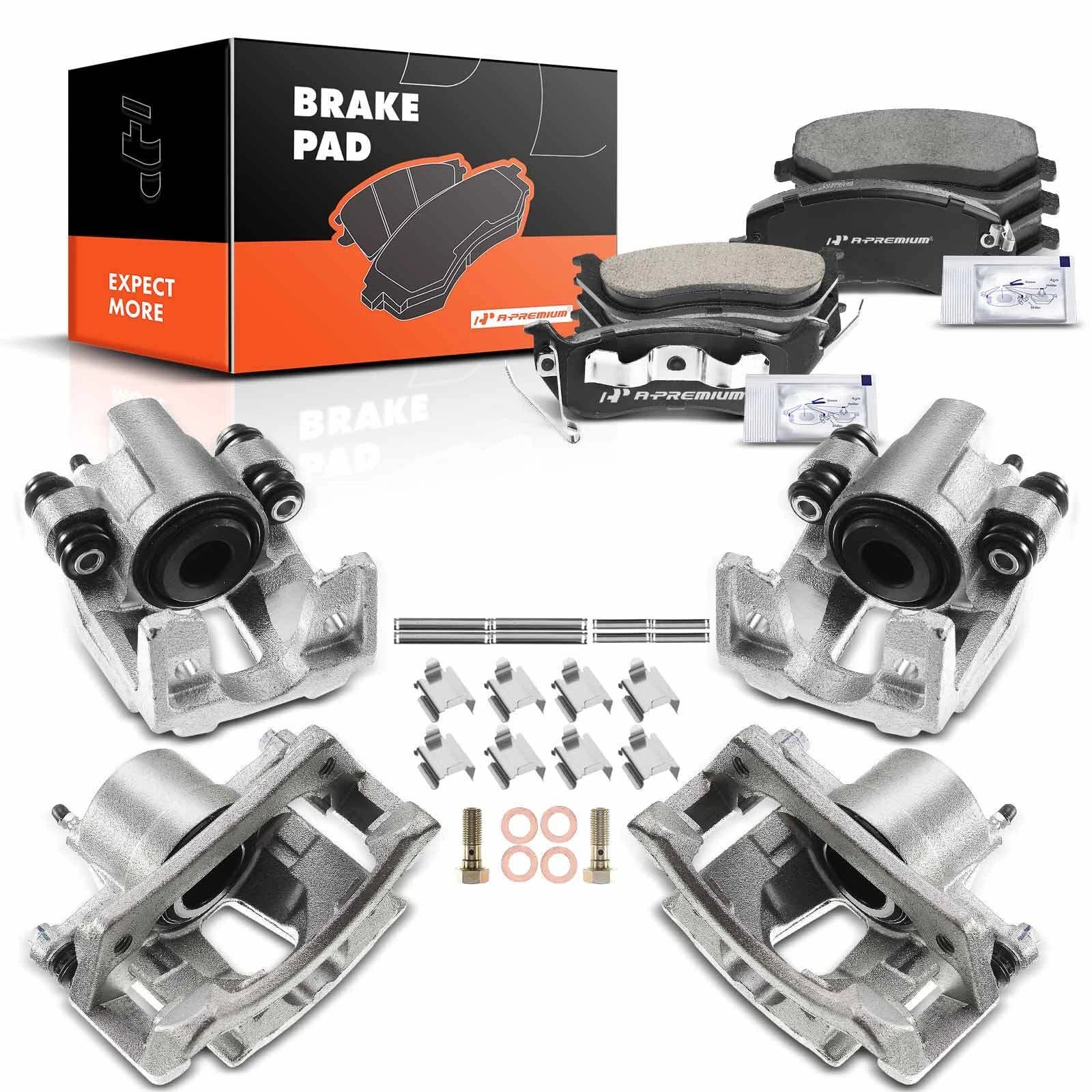 Front & Rear Ceramic Brake Pads & Calipers for Jeep Liberty (2003–2007)